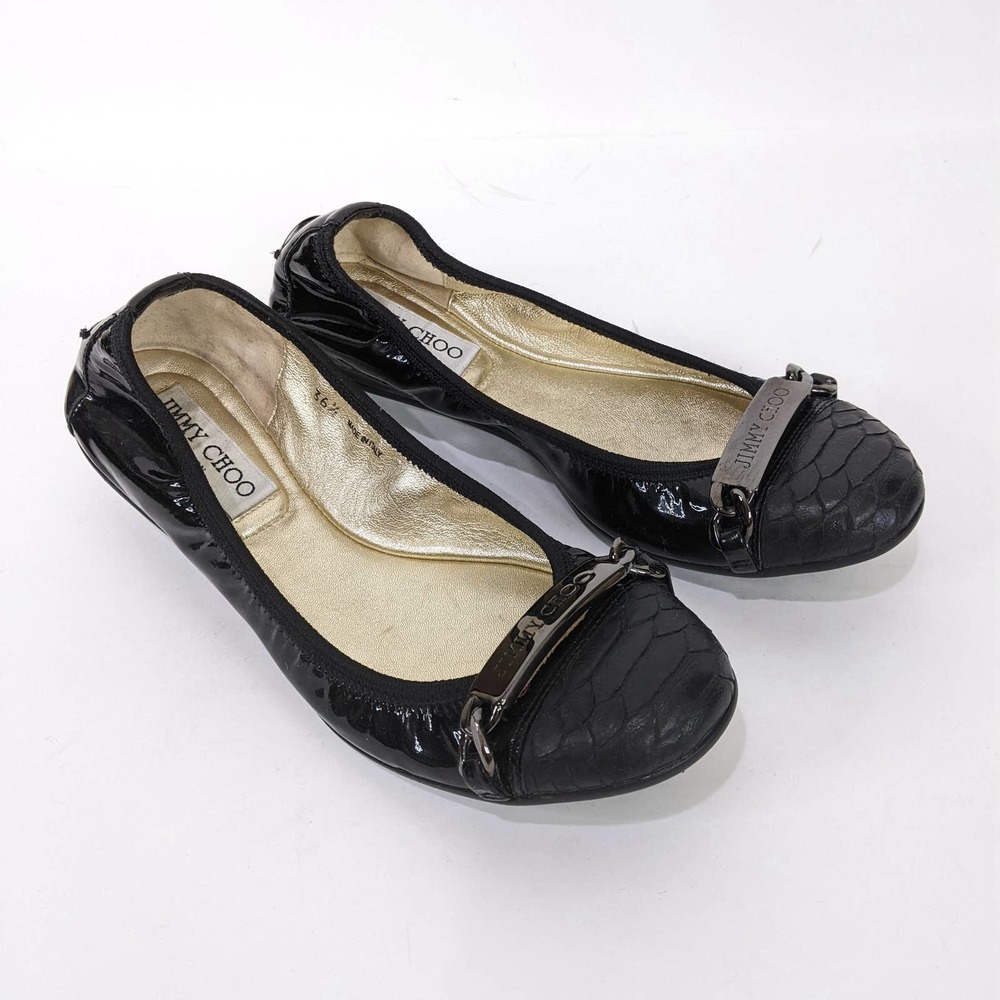 Jimmy Choo Embossed Patent Leather Ballet Flats